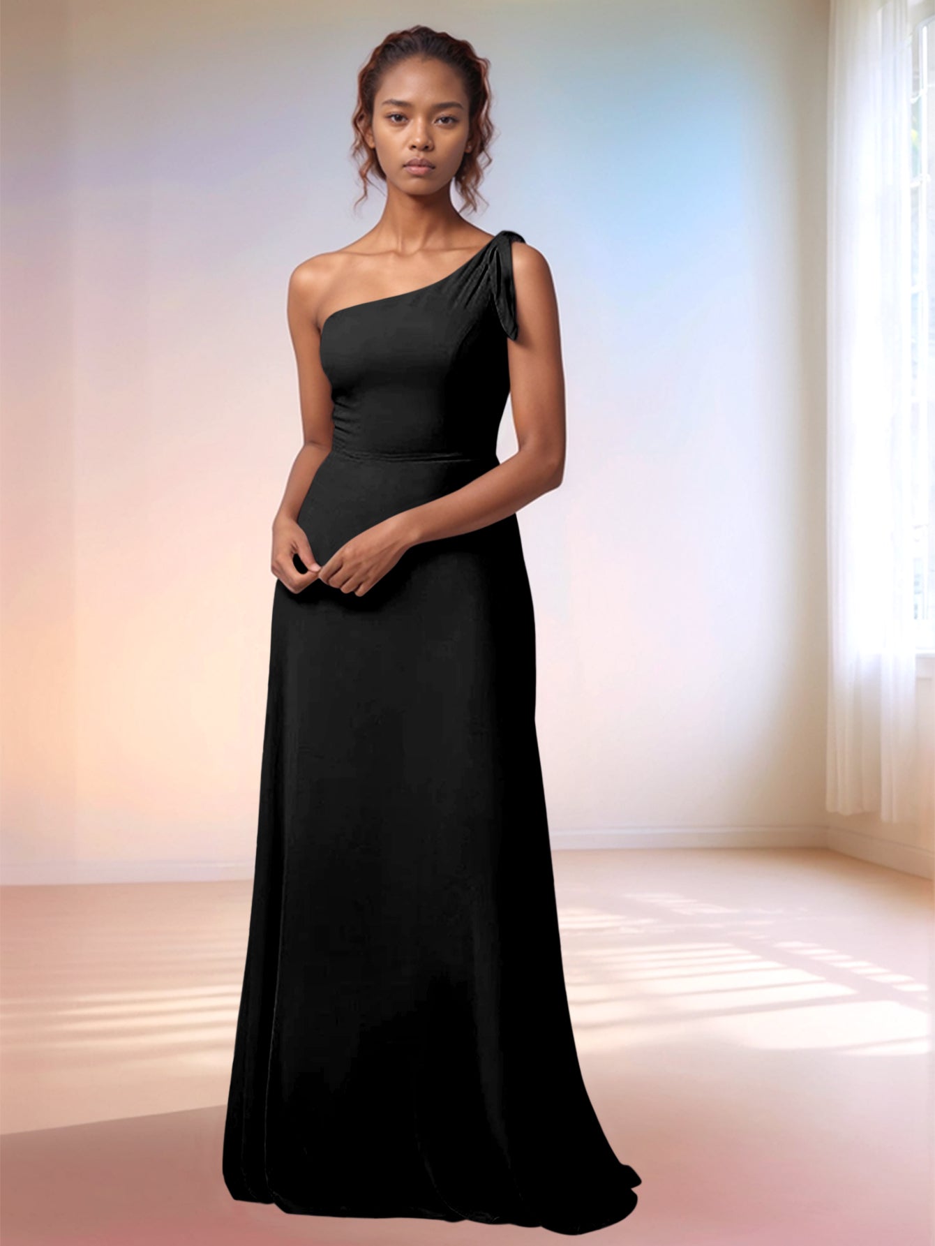 One Shoulder Chiffon A-Line Bridesmaid Dress