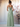 A-Line Chiffon Back Bow Bridesmaid Dress With Slit - Sage Green