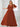 Half Sleeves V-Neck Pleated Sparkly Bridesmaid Dress - Burnt Orange