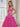 3D Rose Waist Strapless Tiered Ball Gown Evening Dress - Hot Pink