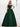 Pleated Bust Ruffle Hem Strapless Satin Prom Ball Gown - Emerald Green
