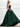 Pleated Bust Ruffle Hem Strapless Satin Prom Ball Gown - Emerald Green