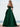 Off Shoulder 3D Rose Pick Up Satin Ball Gown Evening Dress - Emerald Green