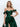 Off Shoulder 3D Rose Pick Up Satin Ball Gown Evening Dress - Emerald Green