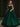 Spaghetti Straps Bodice Ball Gown Evening Dress - Emerald Green