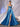 Sheer Bodice Boned Hot Fix A-Line Prom Dress - Blue