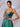 Sheer Bodice Boned Hot Fix A-Line Prom Dress - Emerald Green