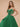 Luxury Beaded Sheer Bodice Ball Gown Prom Dress - Emerald Green