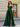 Deep V-Neck Boned Top Satin A-Line Long Prom Dress With Pocket - Emerald Green