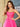 Square Lace Embroidery Ball Gown Prom Dress - Hot Pink