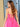Square Lace Embroidery Ball Gown Prom Dress - Hot Pink