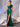 3D Rose Sheer Bodice Boned Satin Mermaid Prom Dress Long - Emerald Green