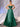 Cut Front Crost Top Pleats Boned Ball Gown Prom Dress Long - Emerald Green
