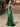 V-Neck Ruched Bust Long Mermaid Prom Dress With Waist Drop-Green