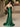 V-Neck Ruched Bust Long Mermaid Prom Dress With Waist Drop-Green