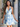 Printing Halter Tiered Mini Ball Gown Prom Dress With Bow - Baby Blue Floral