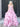 Removable Off Shoulder Boned Bodice Ruffle Printing Chiffon Ball Gown Prom Dress - Pink Floral