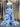 Removable Off Shoulder Boned Bodice Ruffle Printing Chiffon Ball Gown Prom Dress - Baby Blue Floral