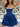 Crystal Boned Chiffon Ball Gown Mini Prom Dress - Navy Blue