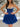 Crystal Boned Chiffon Ball Gown Mini Prom Dress - Navy Blue