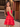 Cut Front Boned Mini Chiffon Ball Gown Prom Dress - Red