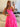 Lace Embroidery Boned Layered Ball Gown Prom Dress - Hot Pink
