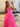 Lace Embroidery Boned Layered Ball Gown Prom Dress - Hot Pink