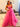 Cut Front 3D Rose Ruffle Ball Gown Prom Dress - Hot Pink