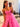 Cut Front 3D Rose Ruffle Ball Gown Prom Dress - Hot Pink