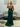 One Shoulder Lace 3D Rose Prom Dress With Slit - Emerald Green