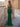 Pleats Deep V-Neck Spaghetti Strap Mermaid Prom Dress - Emerald Green