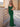 Pleats Deep V-Neck Spaghetti Strap Mermaid Prom Dress - Emerald Green
