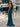 Illusion Lace Embroidery Deep V-Neck Satin Mermaid Prom Dress - Turquoise