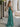 Sparkly Lace Sheer Bodice Long Mermaid Prom Dress - Turquoise