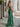 Sparkly Lace Sheer Bodice Long Mermaid Prom Dress - Emerald Green