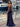 Boned Top Satin Mermaid Prom Dress With Lace Edge - Navy Blue