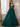 Sparkly Lace Deep V Neck Long Prom Dress - Dark Green