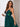 Sparkly Lace Deep V Neck Long Prom Dress - Dark Green