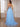 Hand Made Flowers Boned Prom Dress With Slit - Light Blue