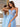 Hand Made Flowers Boned Prom Dress With Slit - Light Blue