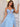 Hand Made Flowers Boned Prom Dress With Slit - Light Blue