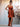 Square Knee Length Bridesmaid Dress With Removable Bow - Burnt Orange