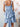 Square Knee Length Bridesmaid Dress With Removable Bow - Baby Blue