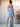 Square Knee Length Bridesmaid Dress With Removable Bow - Baby Blue