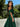 Off Shoulder Sequin Pleated Satin A-Line Prom Dress Long With Split - Emerald Green