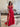 Cut Waist Halter Crystal Ruffle Ball Gown Prom Dress - Red