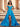 Off Shoulder Puffy Deep V-Neck Ball Gown Prom Dress - Blue