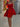 Scoop Hand Made Flower Satin Puffy Mini Prom Dress With Bow - Red