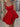 Scoop Hand Made Flower Satin Puffy Mini Prom Dress With Bow - Red
