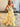 Hand Beading Square Backless Ball Gown Prom Dress - Yellow